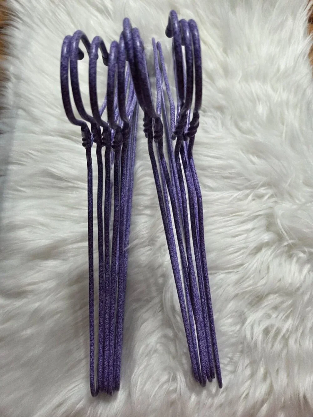 Set of 10 Coated Metal Purple Hangers
